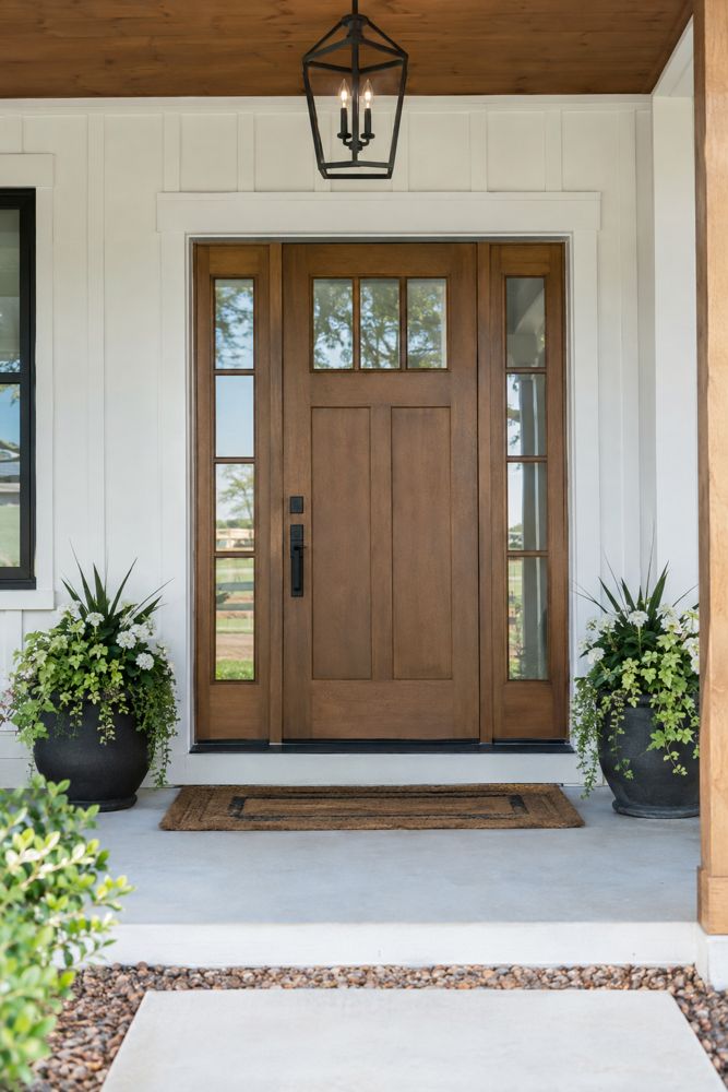 New fiberglass front entry door